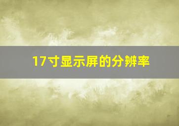 17寸显示屏的分辨率