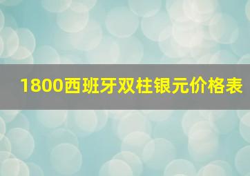 1800西班牙双柱银元价格表