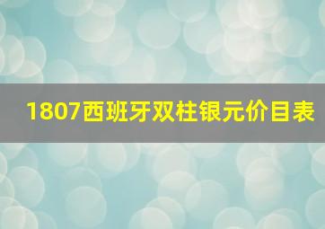 1807西班牙双柱银元价目表