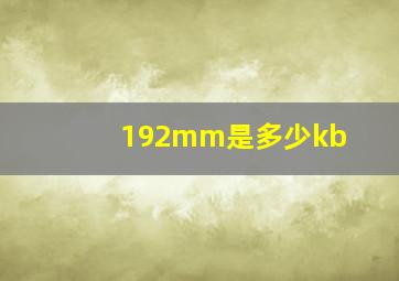 192mm是多少kb