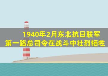 1940年2月东北抗日联军第一路总司令在战斗中壮烈牺牲