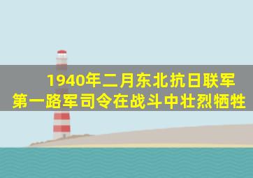 1940年二月东北抗日联军第一路军司令在战斗中壮烈牺牲