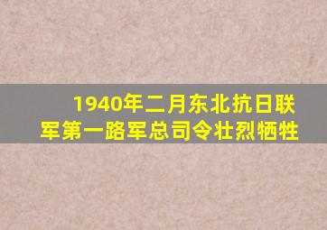 1940年二月东北抗日联军第一路军总司令壮烈牺牲