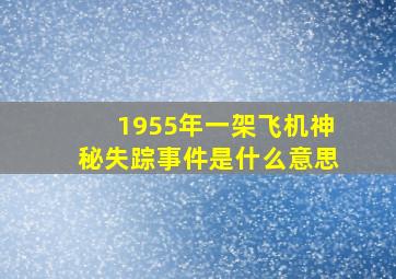 1955年一架飞机神秘失踪事件是什么意思