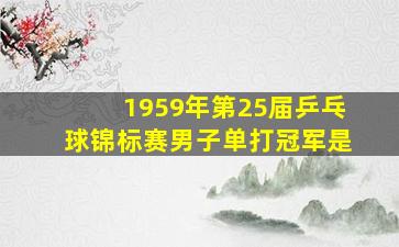 1959年第25届乒乓球锦标赛男子单打冠军是