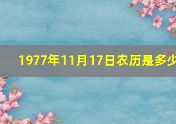 1977年11月17日农历是多少