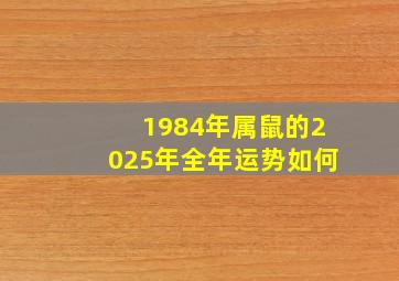 1984年属鼠的2025年全年运势如何