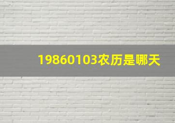 19860103农历是哪天