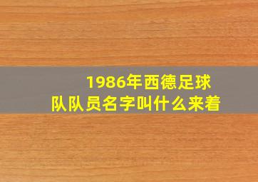 1986年西德足球队队员名字叫什么来着