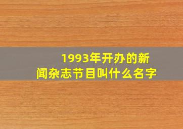 1993年开办的新闻杂志节目叫什么名字