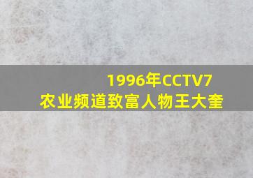 1996年CCTV7农业频道致富人物王大奎