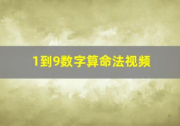 1到9数字算命法视频