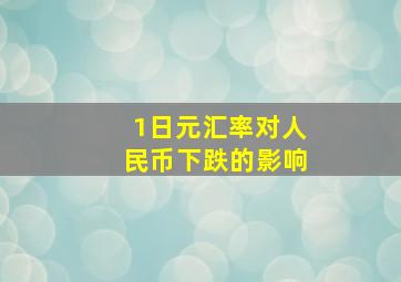 1日元汇率对人民币下跌的影响