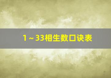 1～33相生数口诀表