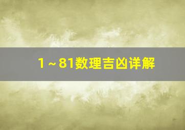 1～81数理吉凶详解