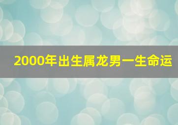 2000年出生属龙男一生命运