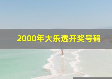 2000年大乐透开奖号码