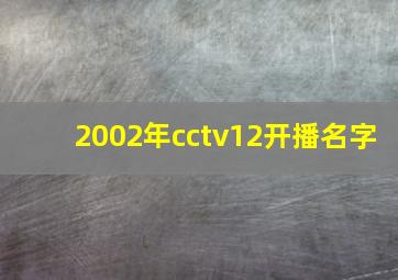 2002年cctv12开播名字