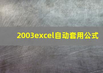 2003excel自动套用公式