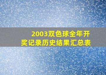 2003双色球全年开奖记录历史结果汇总表