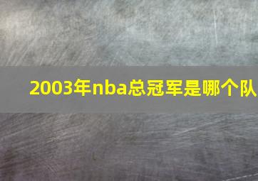 2003年nba总冠军是哪个队