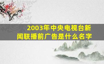 2003年中央电视台新闻联播前广告是什么名字