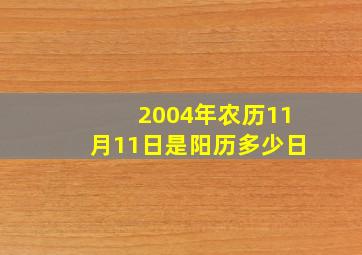 2004年农历11月11日是阳历多少日