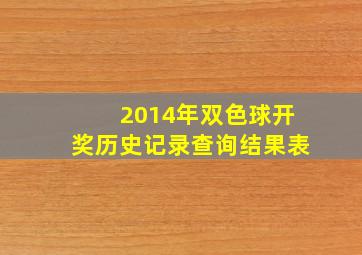 2014年双色球开奖历史记录查询结果表