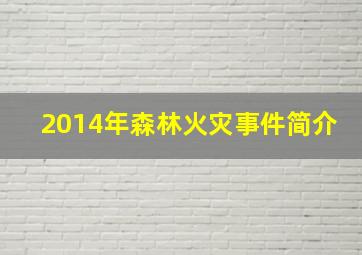 2014年森林火灾事件简介