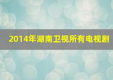 2014年湖南卫视所有电视剧