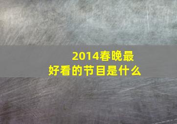 2014春晚最好看的节目是什么