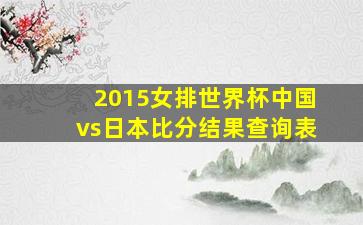 2015女排世界杯中国vs日本比分结果查询表