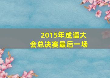 2015年成语大会总决赛最后一场