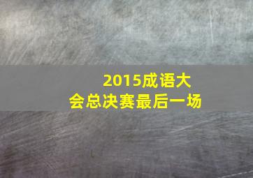 2015成语大会总决赛最后一场