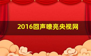 2016回声嘹亮央视网