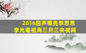 2016回声嘹亮李思思李光羲祖海三月三央视网