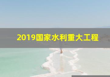 2019国家水利重大工程