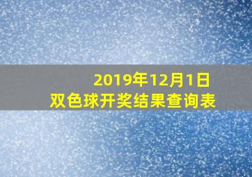 2019年12月1日双色球开奖结果查询表