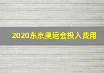 2020东京奥运会投入费用