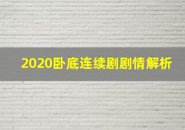 2020卧底连续剧剧情解析