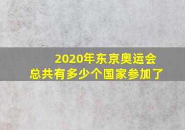 2020年东京奥运会总共有多少个国家参加了