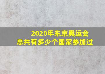 2020年东京奥运会总共有多少个国家参加过