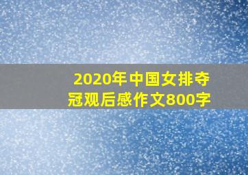 2020年中国女排夺冠观后感作文800字