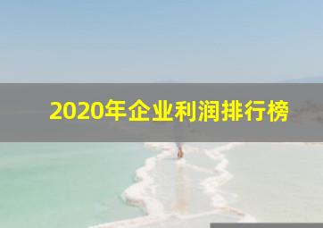 2020年企业利润排行榜