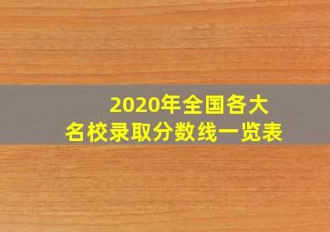 2020年全国各大名校录取分数线一览表