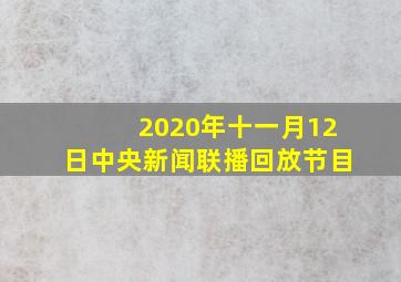 2020年十一月12日中央新闻联播回放节目