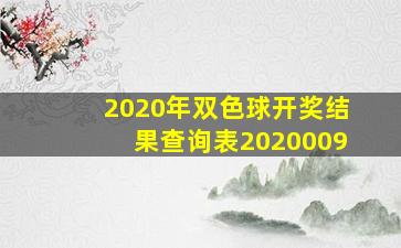 2020年双色球开奖结果查询表2020009