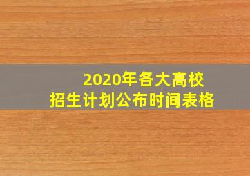 2020年各大高校招生计划公布时间表格