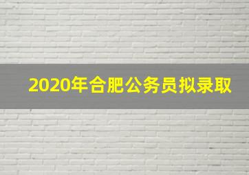 2020年合肥公务员拟录取