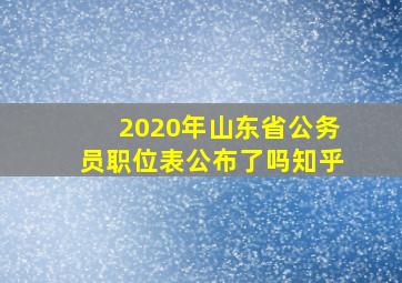 2020年山东省公务员职位表公布了吗知乎